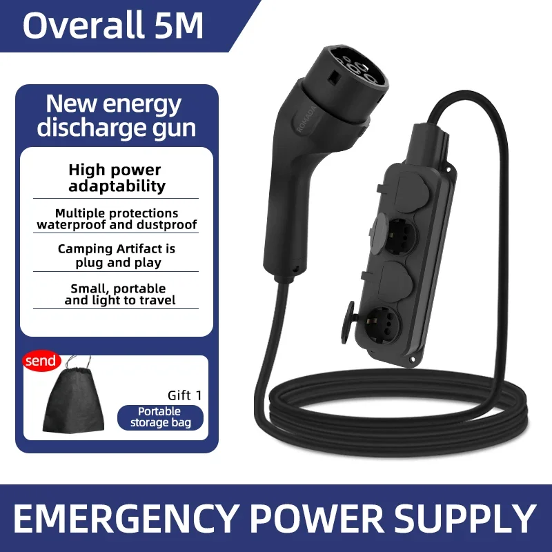 Outdoor Power Station - Tragbares 16A 4KW Elektroauto-EV-Ladegerät V2L-Kabel, seitlicher
